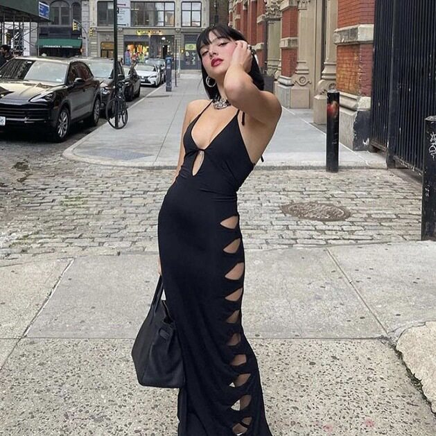 Halter Neck Bodycon Dress Hollow Out Low Cut Slim Fit Elegant Style Perfect for Parties and Night Out Wholesale