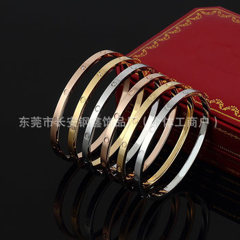 Seiko Kajaka Buckle Bracelet Plain Ring Titanium Steel Bracelet for Women Non-Fading Cross-Border Wholesale Round Ring European and American Fashion Bracelet