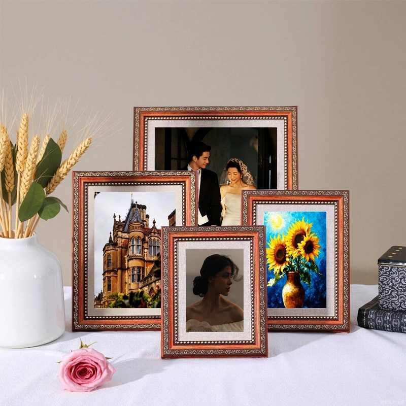 European-Style Retro Photo Frame Display Nostalgic 5 6 7inch Picture Frame 7inch Desktop A4 American Small Ornament Photo Frame