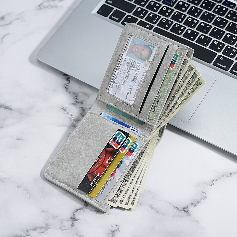 Japanese Unprinted Sandy Wallet Card Holder Men's Ultra-thin Short Wallet Soft Wallet Multi-card Wallet