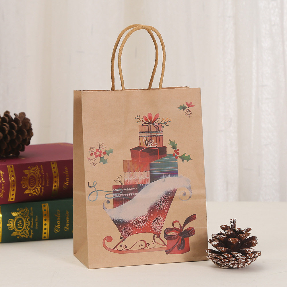 kraft paper bag wholesale simple shopping bag takeaway bag christmas printed tote bag party gift gift bag