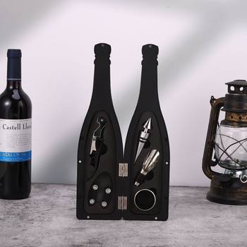 Wholesale wine bottle type wine bottle opener suit multi-function wine bottle opener stainless steel wine bottle suit gift box