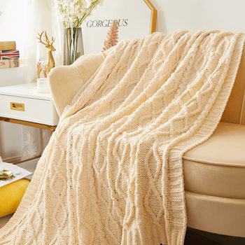 Nap Blanket, Office Chenille Blanket, Thick Wool Blanket, Living Room Sofa Blanket, Woven Blanket, Chenille Blanket