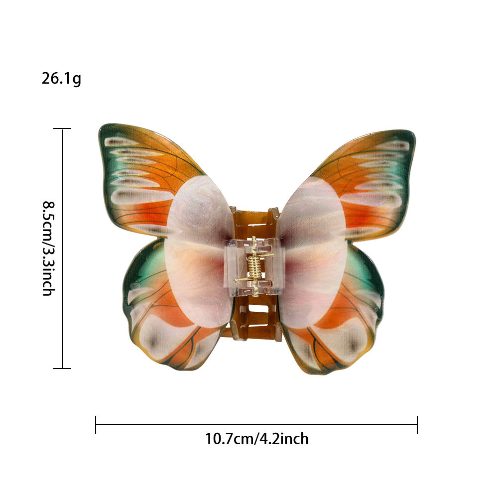 跨境超好看仿镇蝴蝶抓夹女高级感半扎发醋酸发夹后脑勺鲨鱼夹头饰