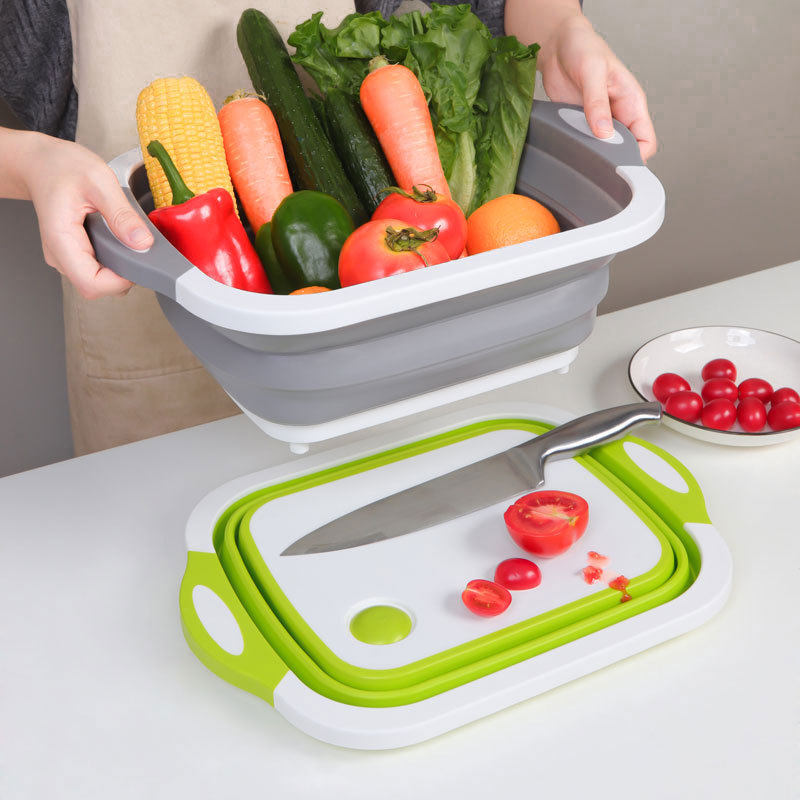 Three-in-one multi-functional folding cutting board sink cutting board folding plastic cutting board portable folding cutting board vegetable washing basin