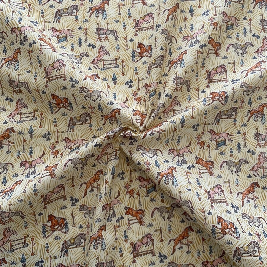 [80-Count Thickeneded American Long-Staple Cotton] Gymkhana Pony Domestic Replacement Pure Cotton Thin Soft Printed Fabric
