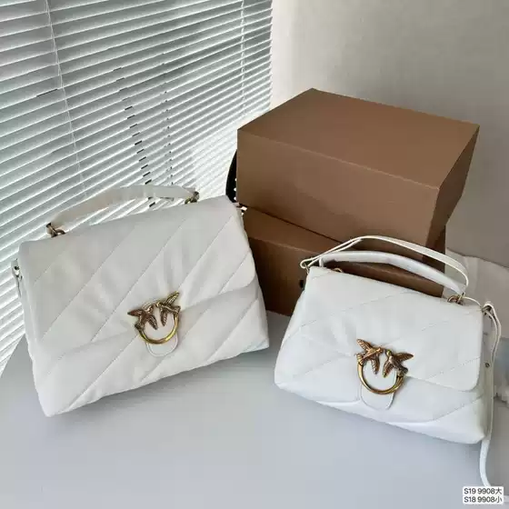 New Pinko-style Genuine Leather Chain Swallow Bag High-quality Puffy Cloud Chain Shoulder Crossbody Bag for Women