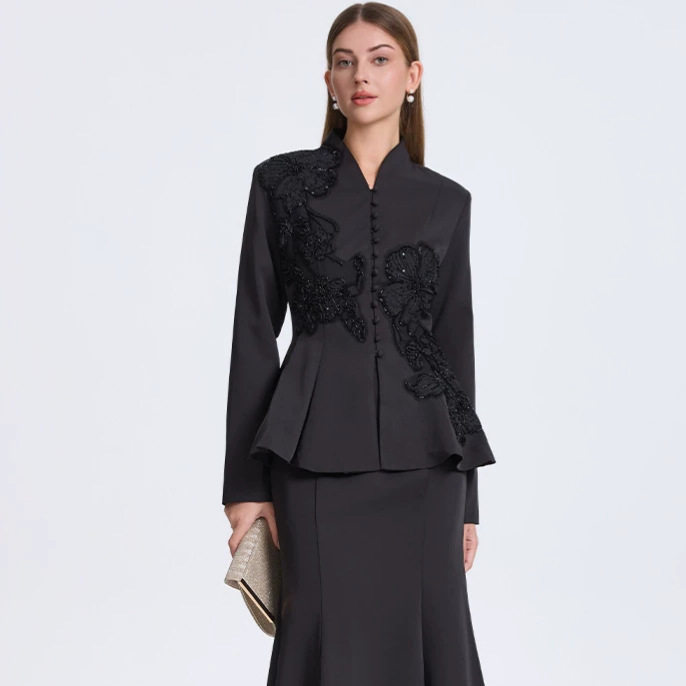 Two Piece Womens Set Slim Fit Cardigan and High Waisted Mermaid Skirt Elegant Autumn Style Wholesale Available