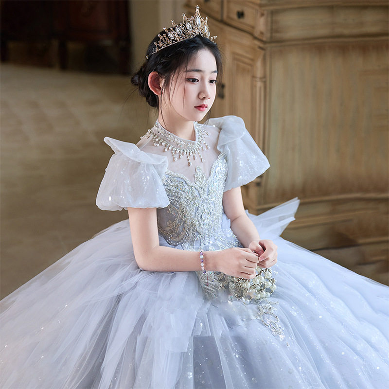 高端儿童礼服公主裙灰色级女童主持人生日宴会钢琴演奏六一演出服,淘宝优惠券,粉丝福利购,淘宝优惠卷