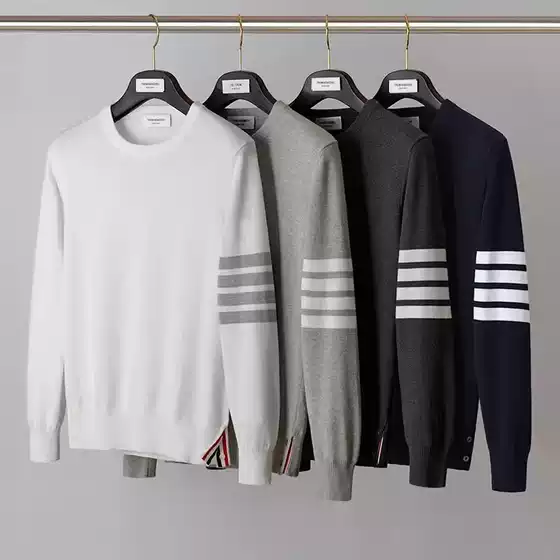 Crewneck Pullover Men's and Women's Lazy Knitwear Four Bars Long Sleeve Slim Fit Top Cotton Knitwear