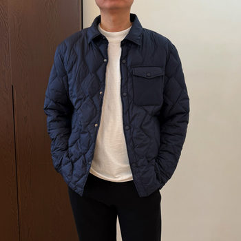 Family Benefits! 90 White Duck down Lightweight Warm Lapel Shirt Style Quilted Men's down Jacket 25 Autumn and Winter