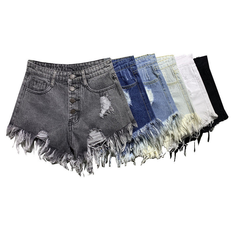 High Waisted Ripped Denim Shorts for Women Loose Fit A Line Frayed Hem Summer Style Wholesale Available