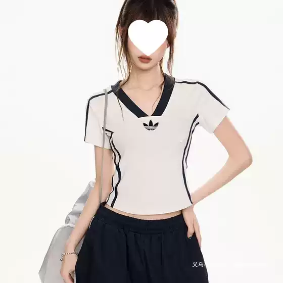 New 2026 Trefoil Short Sleeve Women's Summer New Half-Sleeve Top Slim Fit Short Sports T-Shirt