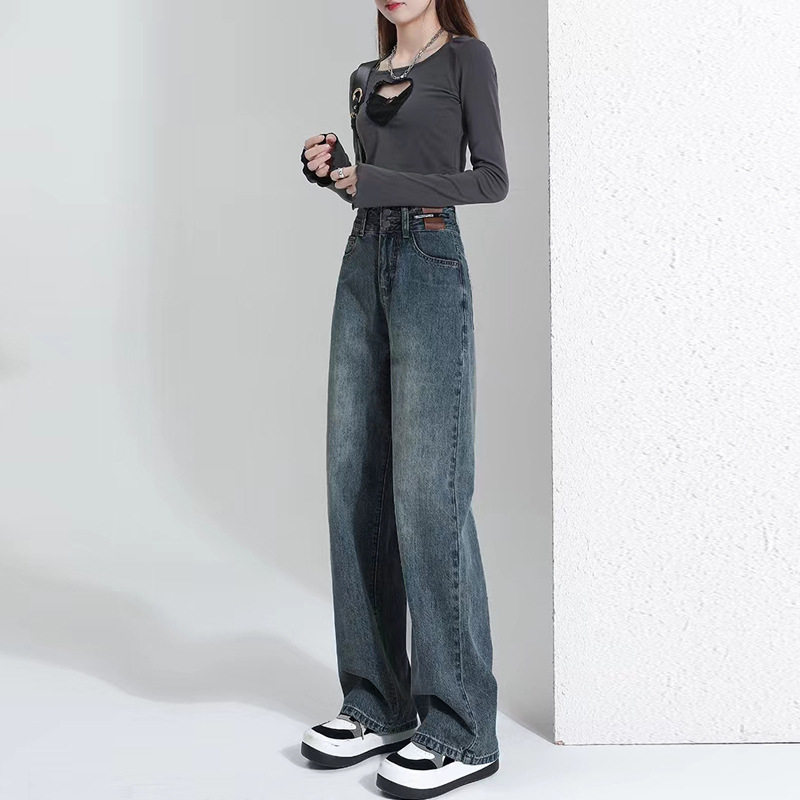High Waisted Straight Leg Jeans for Women Loose Fit Versatile Casual Style Perfect for Spring and Autumn Wholesale