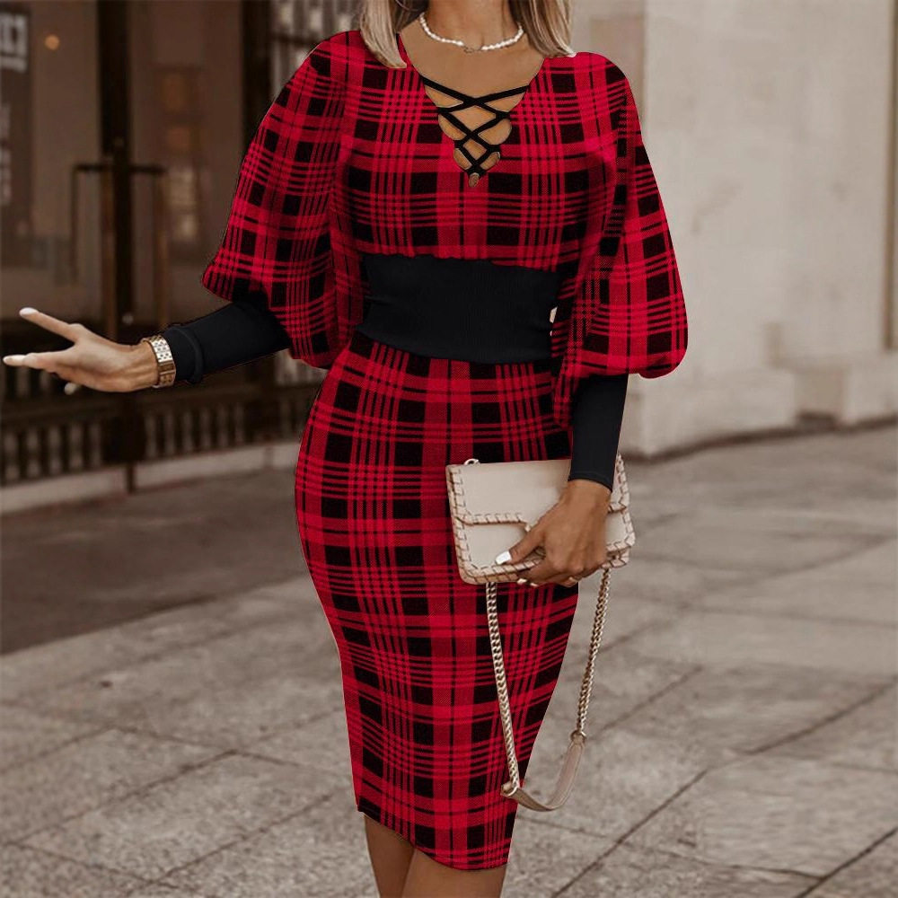 Long Sleeve V Neck Bodycon Dress Waist Defining Elegant Fit Soft Fabric Autumn Winter Fashion Wholesale Available