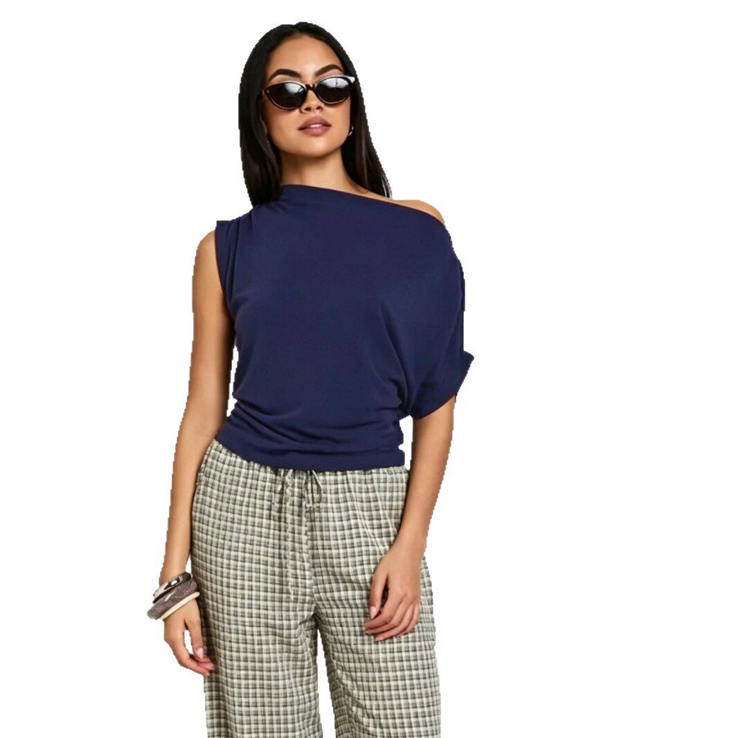 Sleeveless Asymmetrical Top Wrinkle Design Waist Defining Slim Fit Casual Summer Wear for Work Wholesale Available