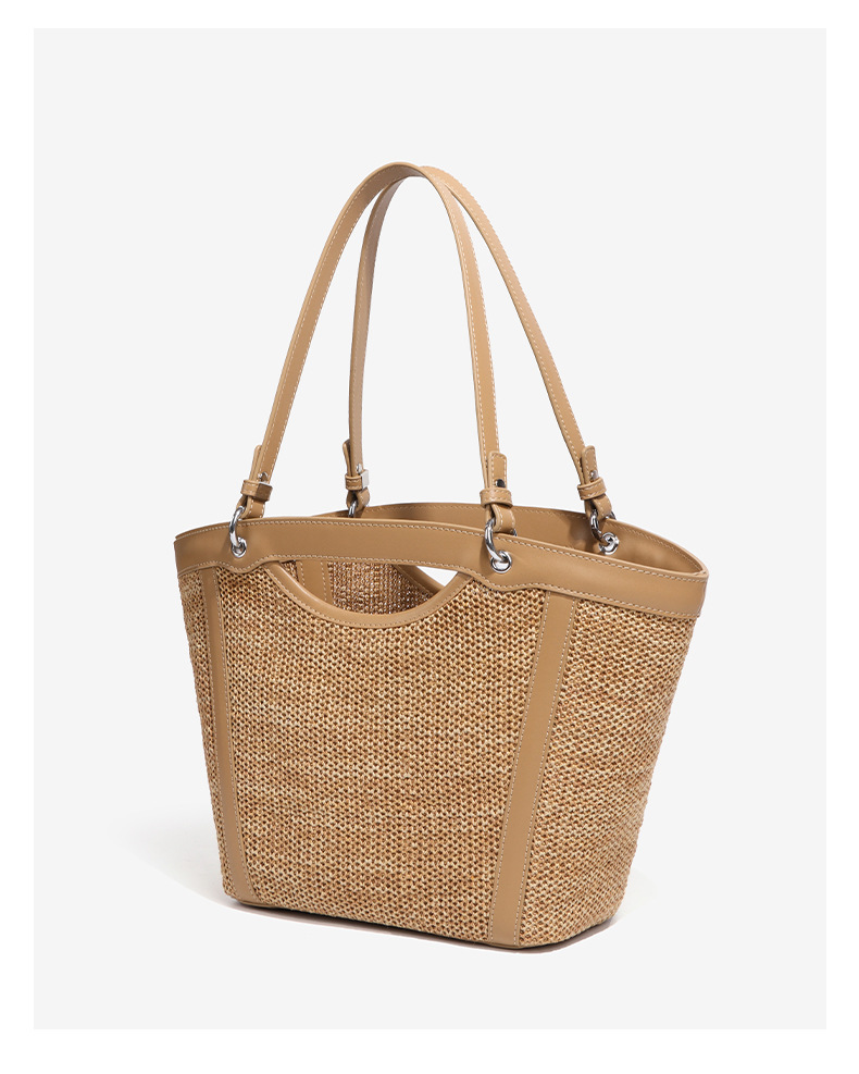 Túi tote nữ đan cói đi biển dáng xô quai đôi — W2285 # đen