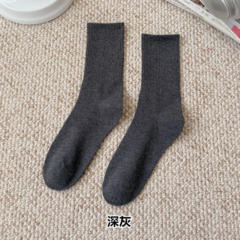 彩色袜子女长筒袜四季款ins潮流糖果色马卡龙中筒袜学生运动棉袜