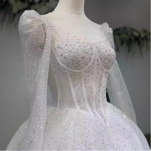 heavy industry beaded tutu skirt wedding dress female bride French luxury large tail W2413