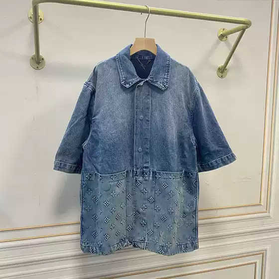 2024 summer new fashion embossed letters all-match loose work short sleeve shirt men's and women's Denim coat
