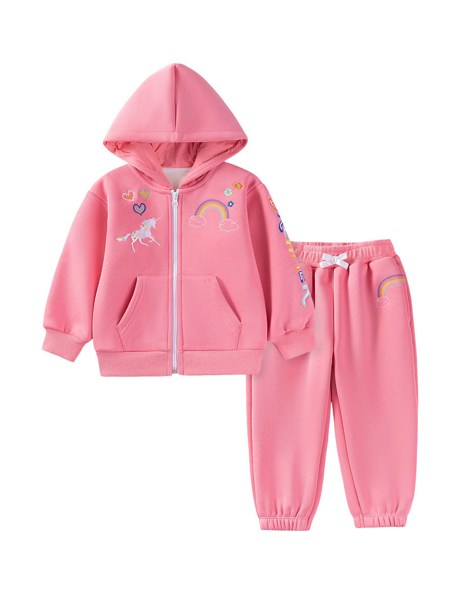 Vente en gros vêtements enfants style, nouvel ensemble fille manche longue automne, tenue enfant mignonne doublée polaire et épaisse