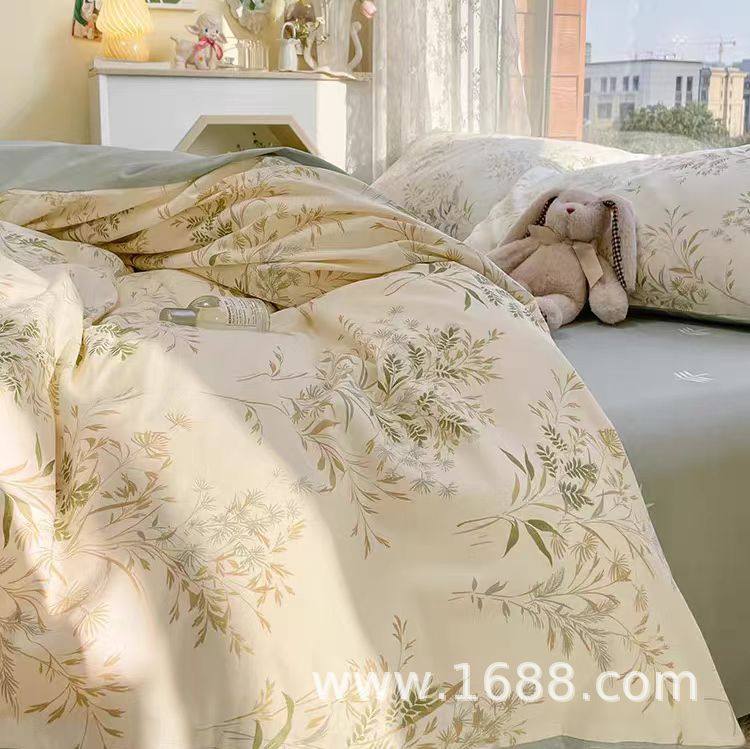 Thickened Brushed Four-Season Printed Small Fresh Four-Piece Student Dormitory Quilt Cover Three-Piece Set Cross-Border Foreign Trade Amazon