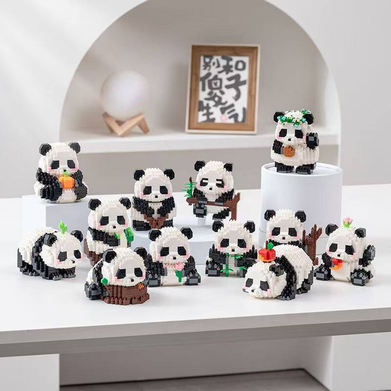 Игрушка Panda gift tiny particle assembly building blocks, совместимая с трехмерной головоломкой Lego, подарочные строительные блоки на тему панды Изображение 1