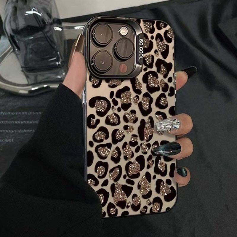 Sparkling Leopard Print Suitable for Apple 16 Pro Max Phone Case iPhone 15 Pro Max High-End 14 New Model 17 European and American Style