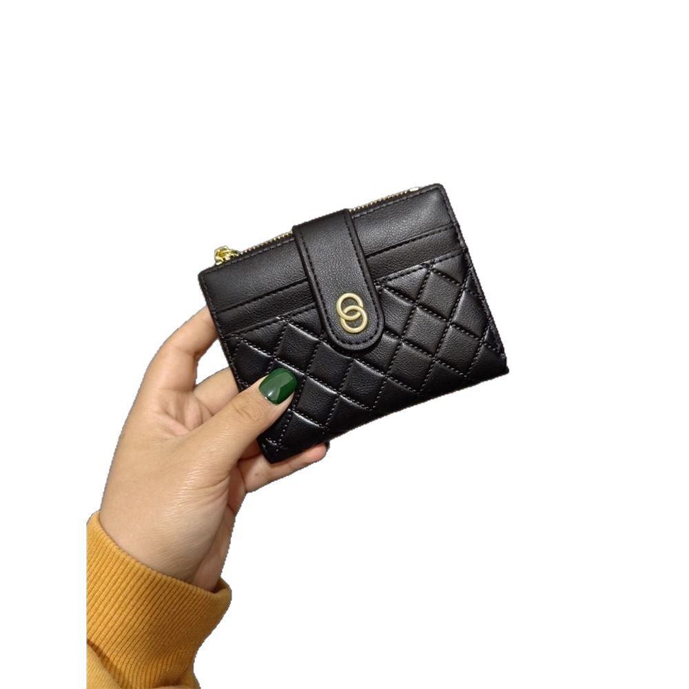 Diamond-Shaped Small Wallet ~ Korean Version Ins Wallet for Women, Short Style, Student Simple Thin Zipper Buckle Card Holder Coin Clip