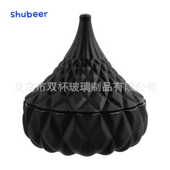 European-style embossed small pine nuts candy jar yurt jewelry storage jar Frosted Black snack tea coffee jar