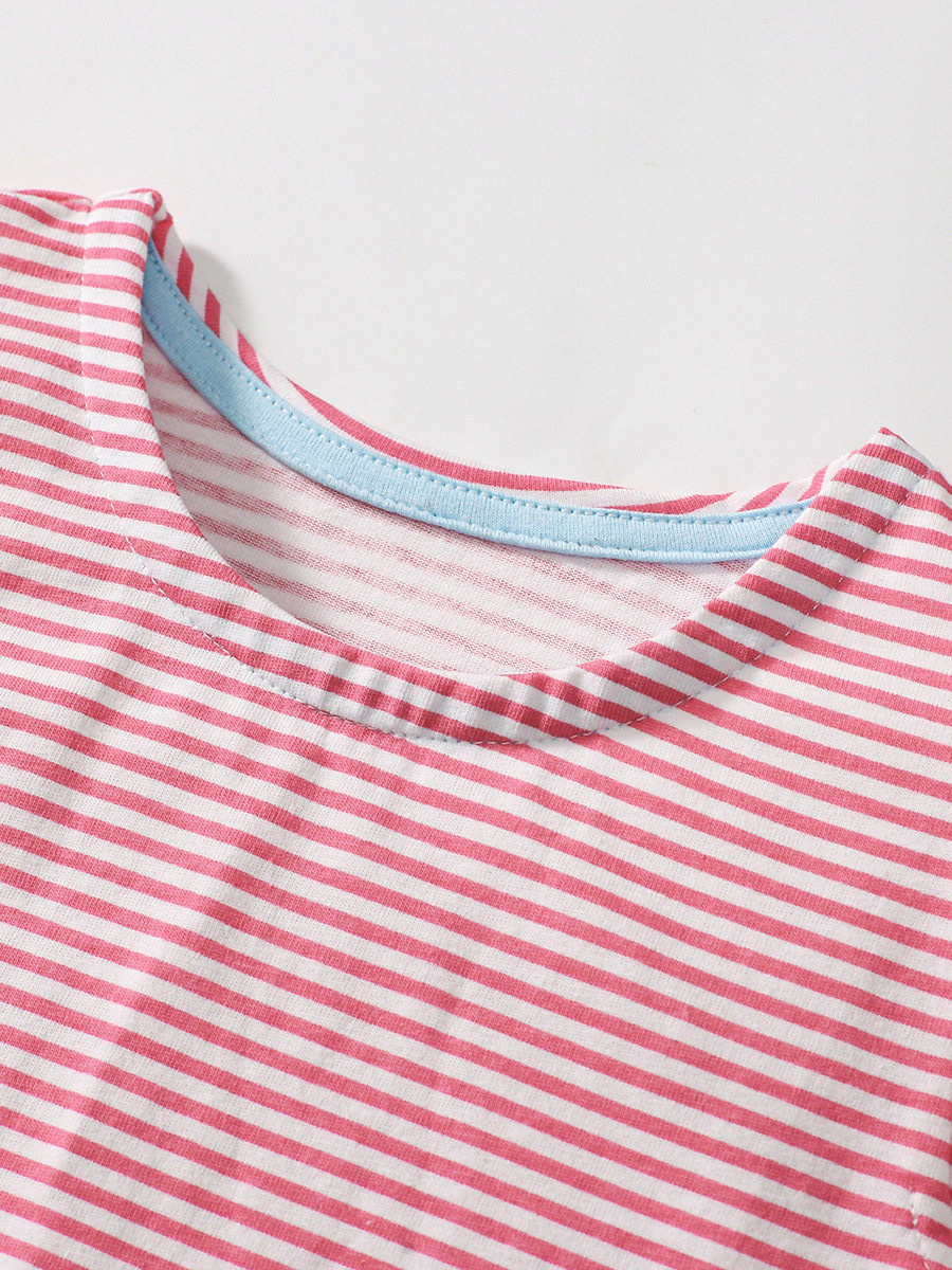 Girls' Summer Short-Sleeve Striped Dress, Cotton Cute Dress Wholesale