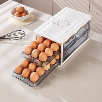 Shouyi's New Double-Layer Egg Box for Home Kitchen Duck Egg Storage and Organization Timing Foldable Transparent Egg Tray
