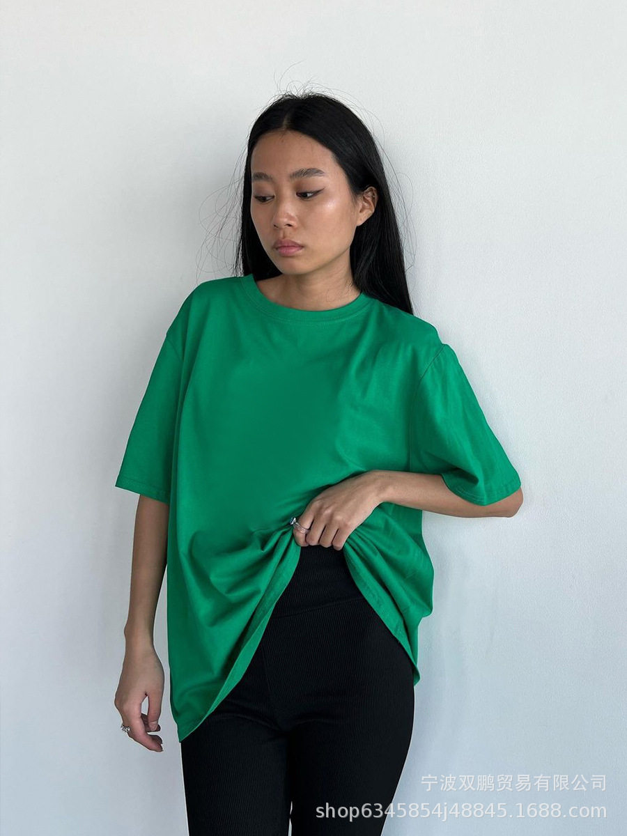 Womens Loose Fit Solid Color T Shirt 100 Cotton Short Sleeve Versatile Style Spring Summer Collection Wholesale