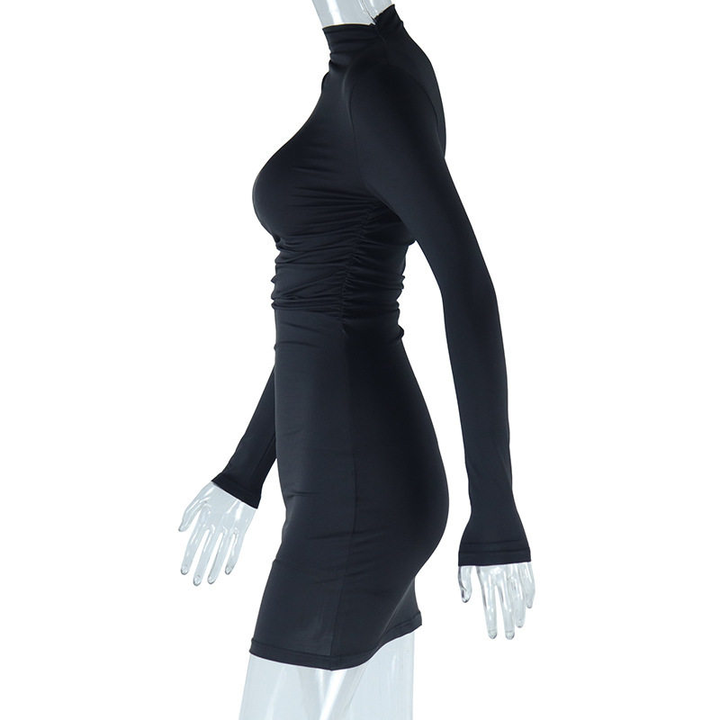 Long Sleeve Round Neck Bodycon Dress Solid Color Slim Fit Sexy Style Winter Fashion for Women Wholesale Available