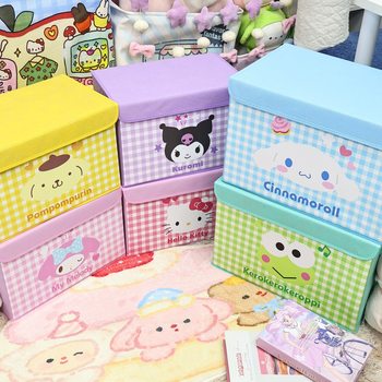 Cartoon Leather Storage Box Dormitory Book Snack Household Clothes Toy Organiser Foldable Car Storage Box