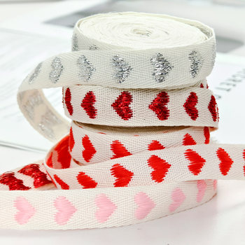 1.6cm Heart Ribbon Jacquard Gift Bouquet Hair Tie Handmade DIY Shoes, Hats, Bags, Cake Box Decoration