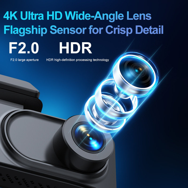 Cross-Border New Product Driving Recorder Hd 4K Front and Rear Dual Recording Mobile Phone Interconnection Gps Driving Track Car 5Gwifi