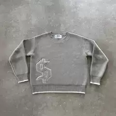 Cross-Border European and American Retro Street Casual Loose Long-Sleeved Tops Autumn and Winter Warm Pullover Round Neck Knitted Sweater for Men