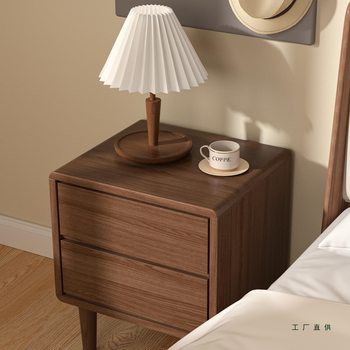 Solid Wood Bedside Table Simple and Modern 2025 New Style Accessible Luxury High-End Home Small Bedroom Bedside Storage Cabinet
