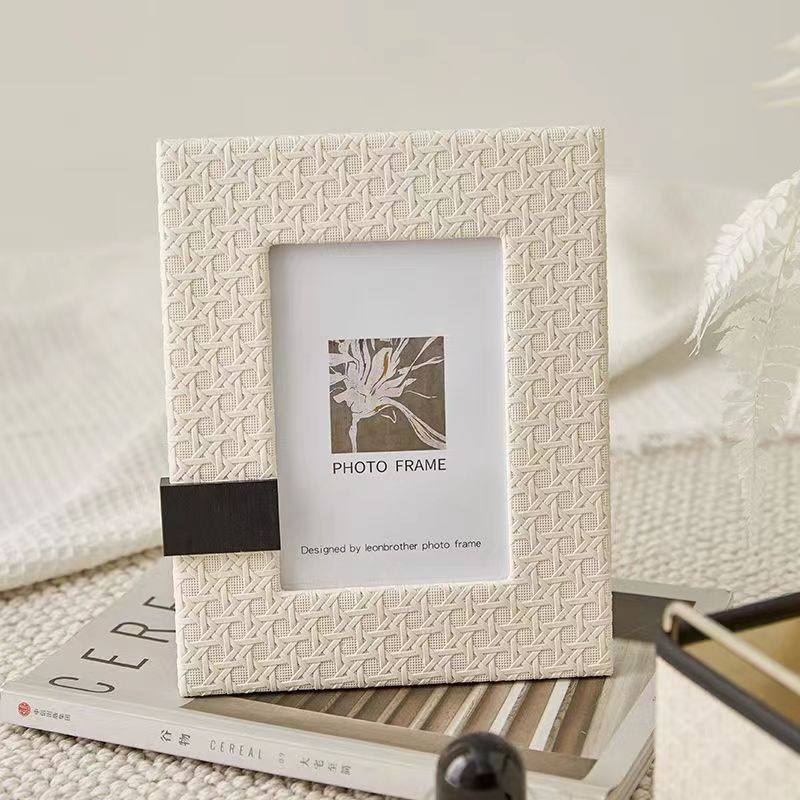 Modern Simple Leather Photo Frame Table Desktop Bedroom Model Room Designer Soft Decoration with Picture Frame Decorative Ornaments