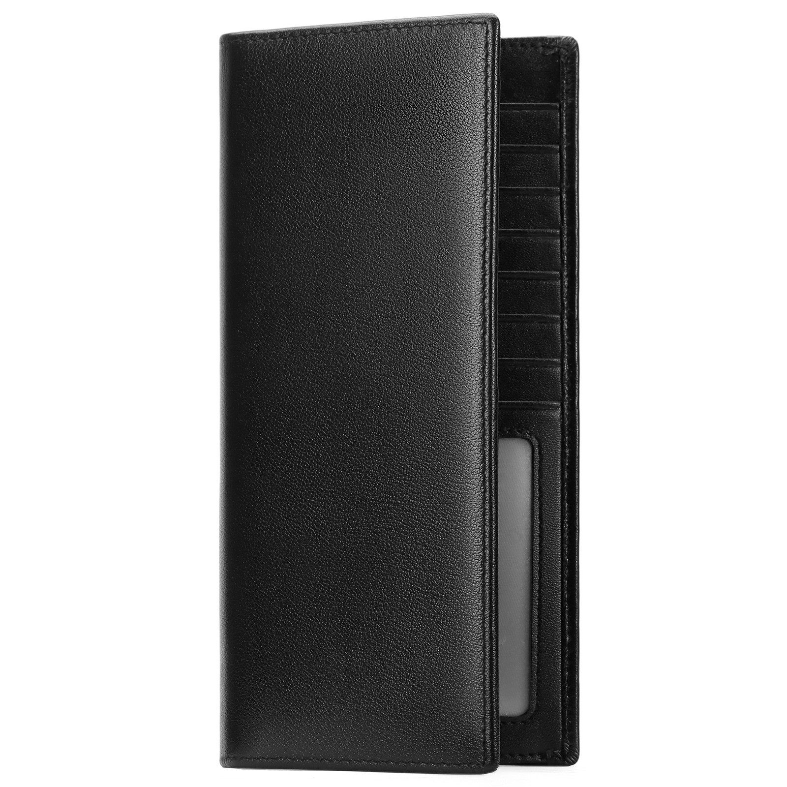 Falan Mule New Men's Business Long Wallet, Simple Soft Leather Plain Thin Wallet