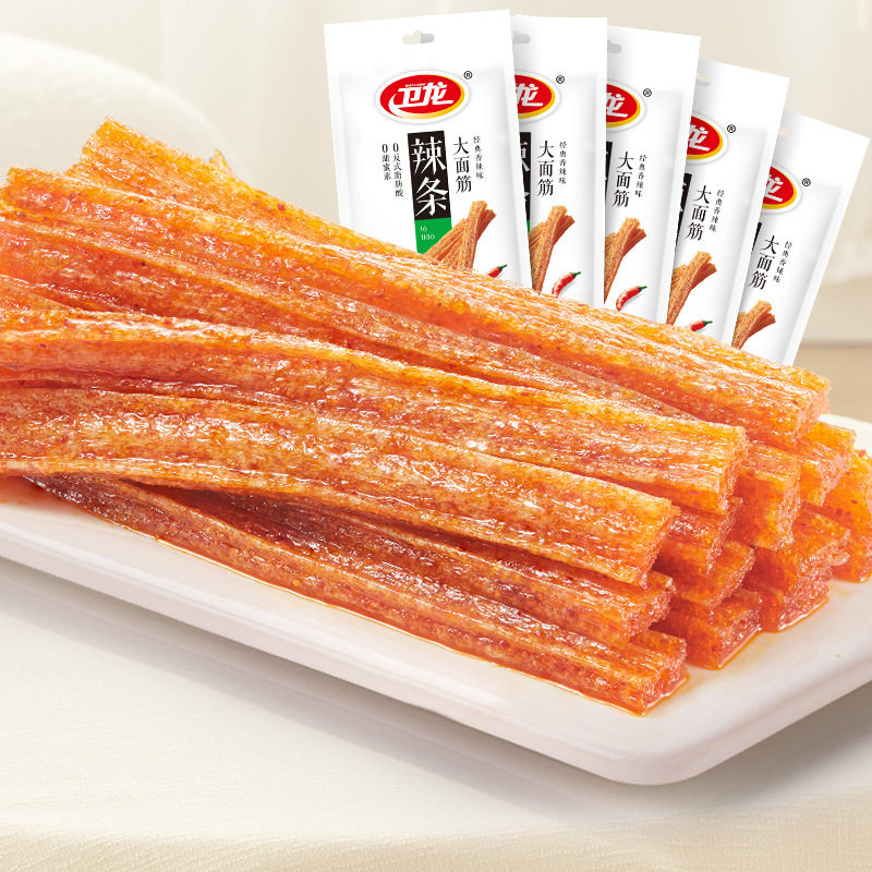 Weilong Gluten Snack 65g Spicy Strips Spicy Snack Childhood Nostalgia Dormitory Binge-Watching Snack Food Dormitory Wholesale