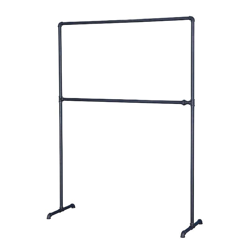 Thickened Water Pipe Clothes Hanger Clothing Display Rack Double-Layer Iron Floor Rack Retro Gantry Rack Clothing Store Display Rack