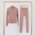 Twilight rose gold zipper jacket and cropped pants set