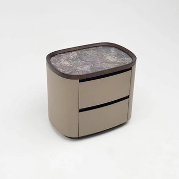 Wjxt27 # Italian Minimalist Bedside Table Light Luxury Simple Modern High-End Leather Bedside Table Bedroom New Style