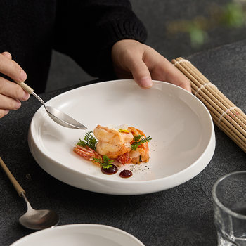 Plate Household Dish Plate 2025 New Commercial Catering White Ceramic High-End Exquisite and Beautiful Dinner Plate Tableware