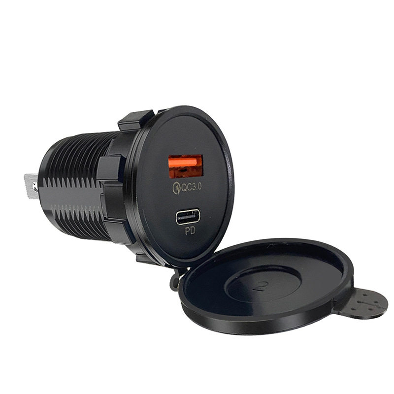 Car and Motorcycle Vehicle-Mounted Modified USB Car Charger Qc+Pd Dual-Port Mobile Phone Fast Charging Charger Car Charger