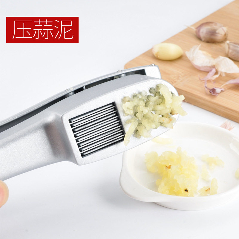 Cross-border alloy two-in-one garlic press manual garlic pureer garlic cutter household garlic stir garlic pounding artifact wholesale