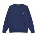 Cotton round neck sapphire blue white label