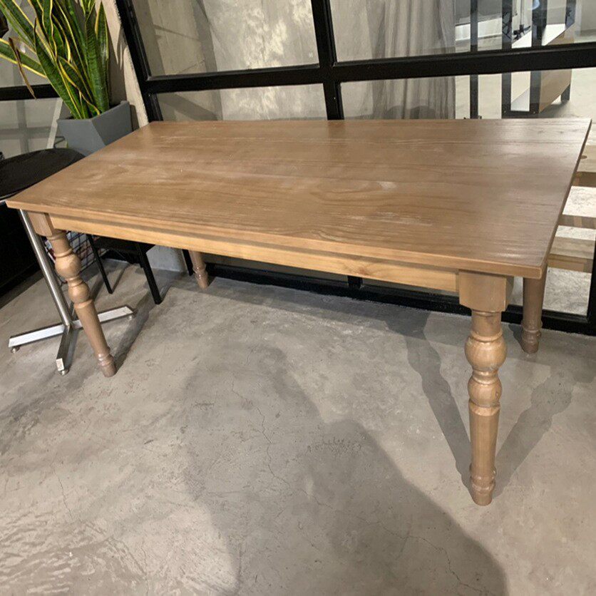 欧式美式餐桌组合实木桌子复古做旧拉丝松木餐桌法式餐厅简长方桌